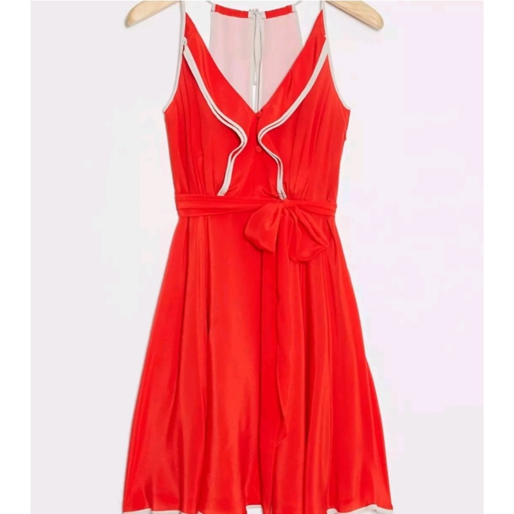 Girls of Savoy Anthropologie Silk Elegant Red Dress Flattering Silhouette Size12
